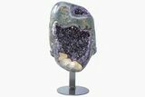 Amethyst Geode with Calcite on Metal Stand - Uruguay #199665-1